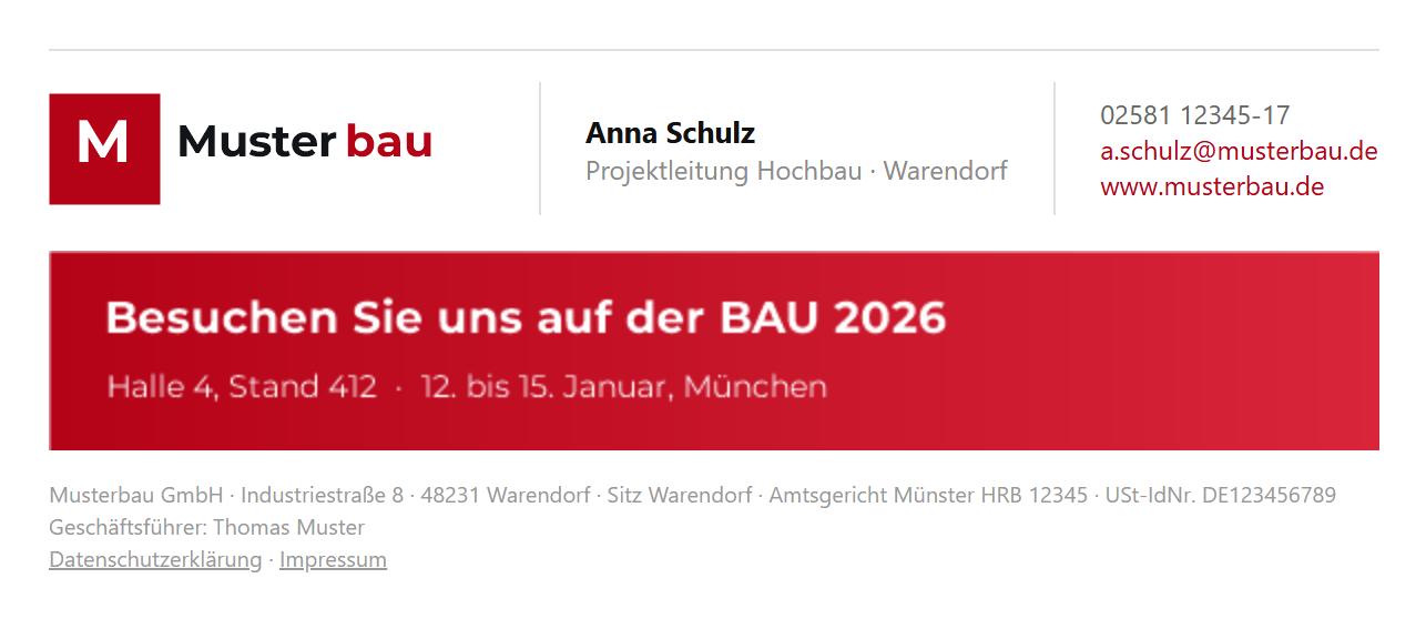 Vorlage Breite Fußzeile